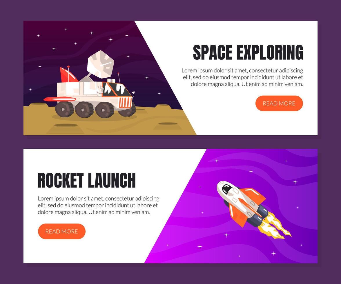 Space Exploring, Rocket Launch Landing Page Templates illustration vector