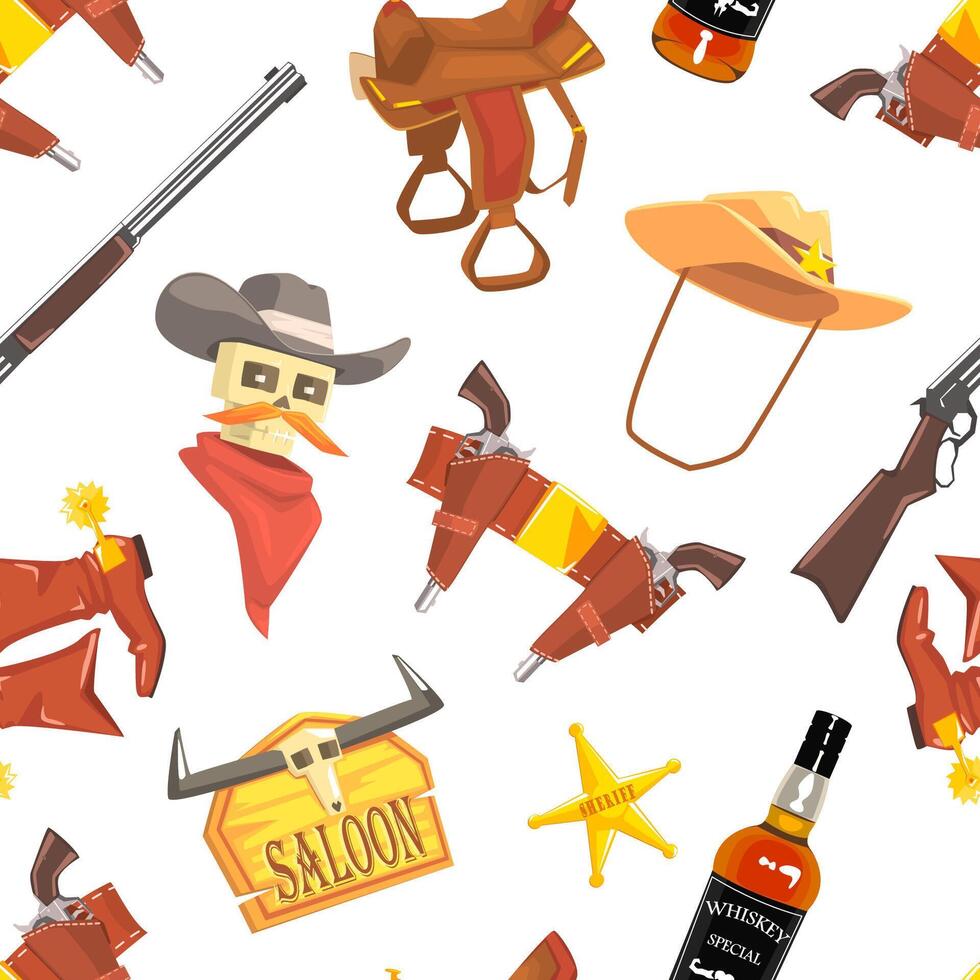 Wild West Seamless Pattern, Design Element Can Be Used Fabric, Wrapping Paper, Website illustration vector