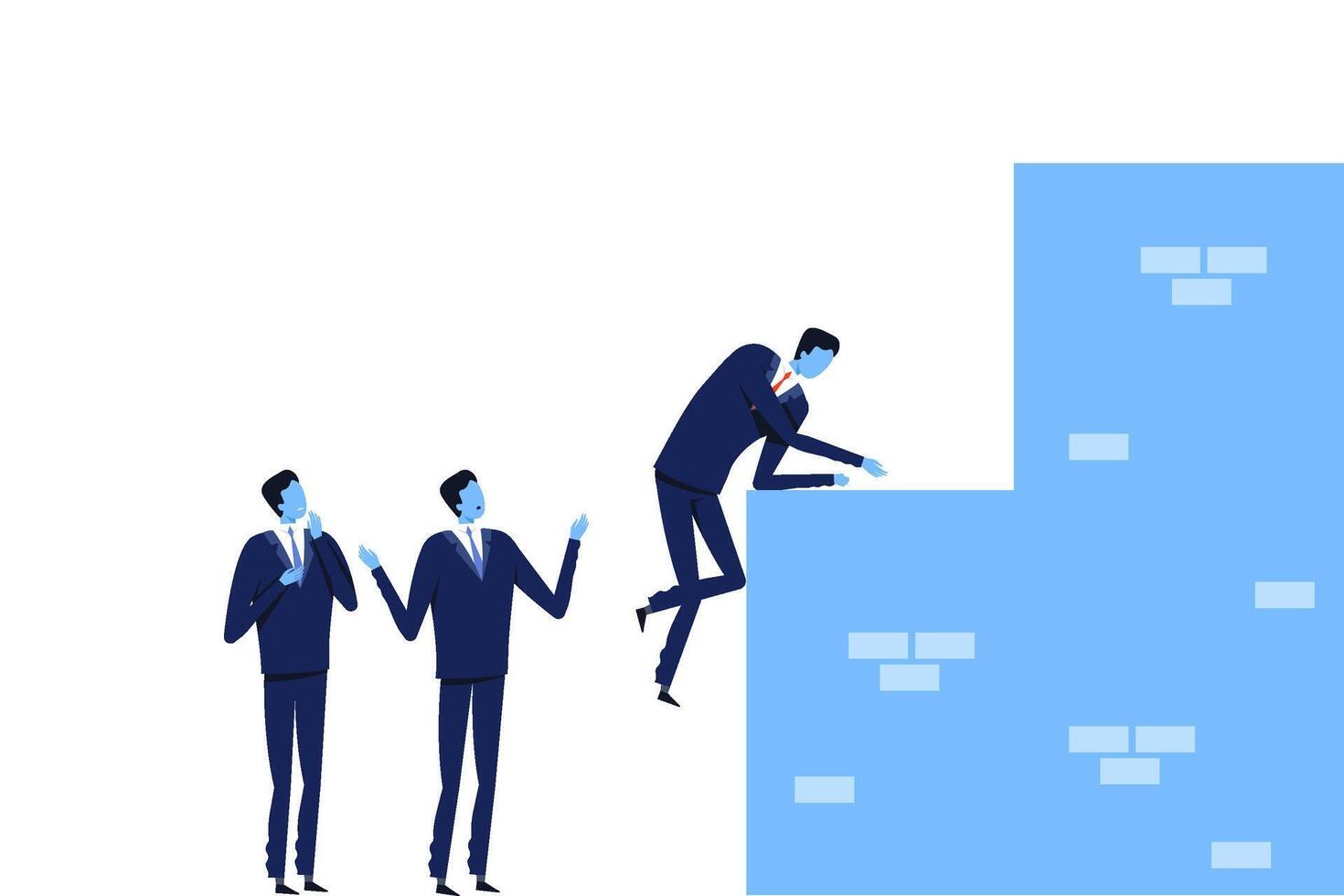 Group of Businessmen in Suits Climbing up the Stairs, Path to Success, Leadership Illustration vector