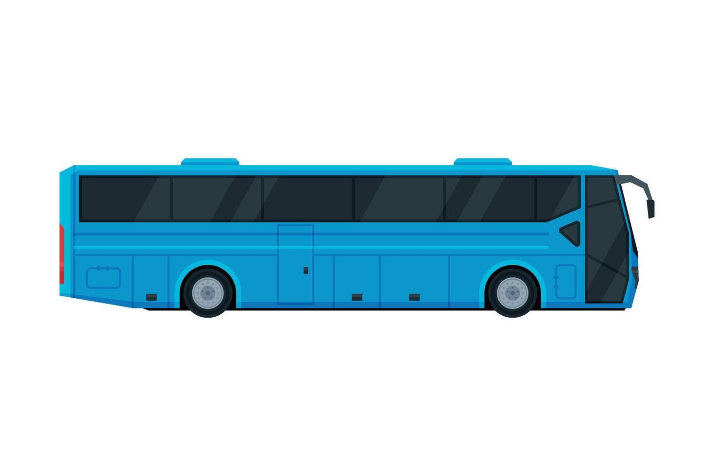 Modern Blue Bus, Side View, Public Transportation Vehicle Flat Illustration vector
