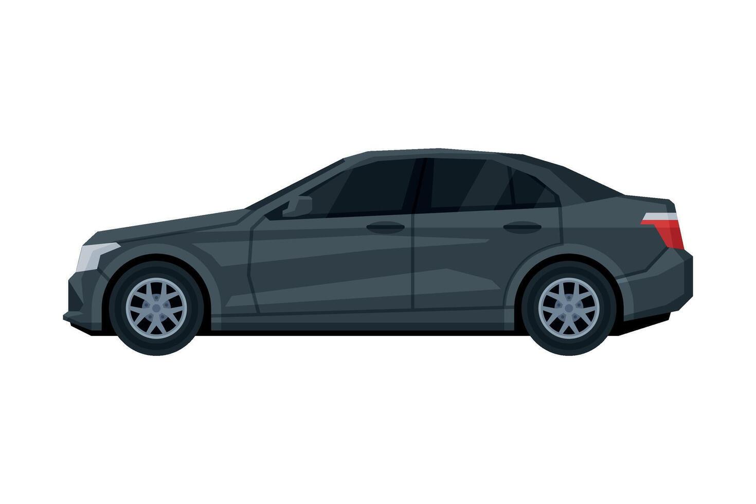 Sedan Car, Side View, Transportation Vehicle Flat Illustration vector