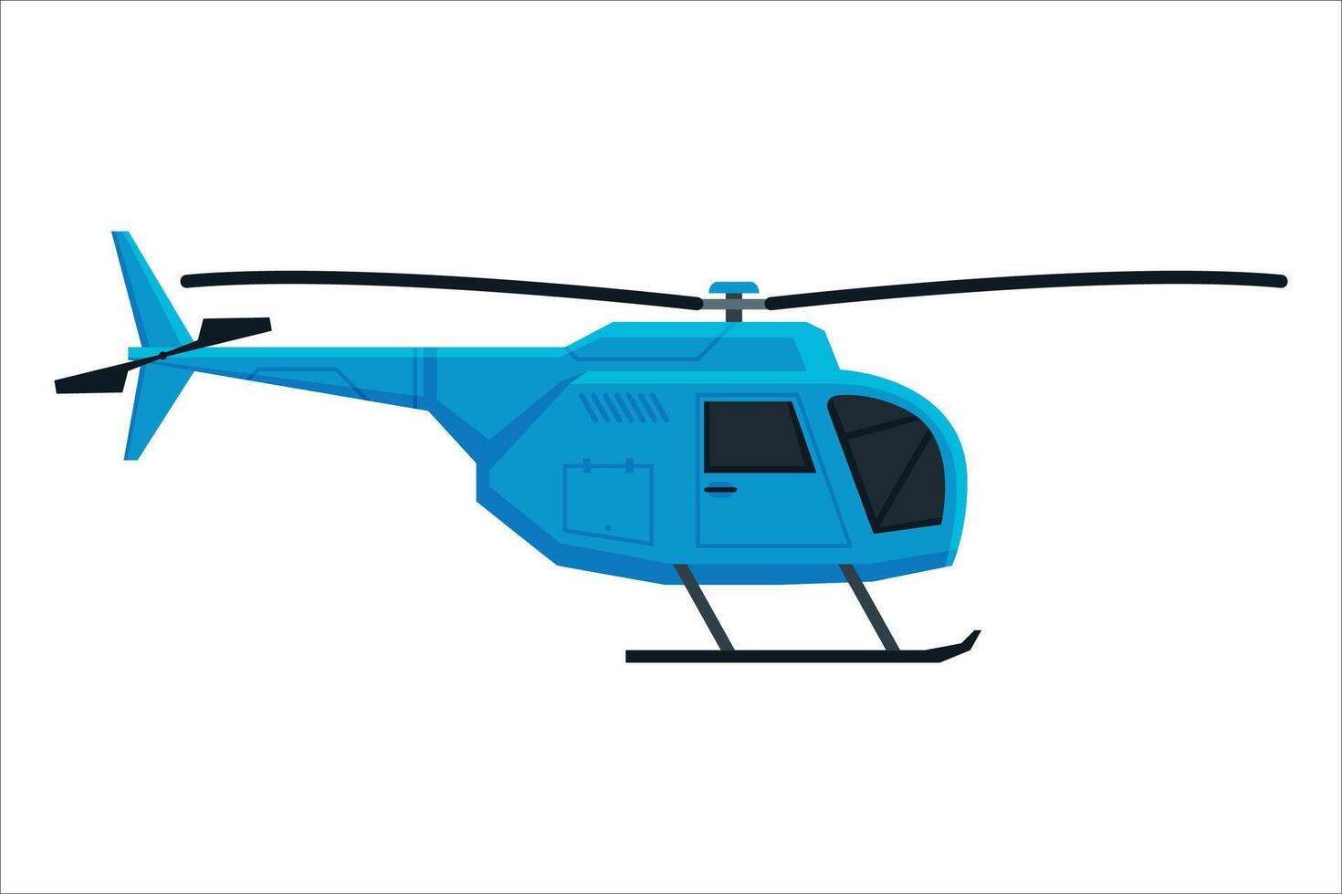 Flying Blue Helicopter, Aircraft Chopper Air Transportation Flat Illustration vector