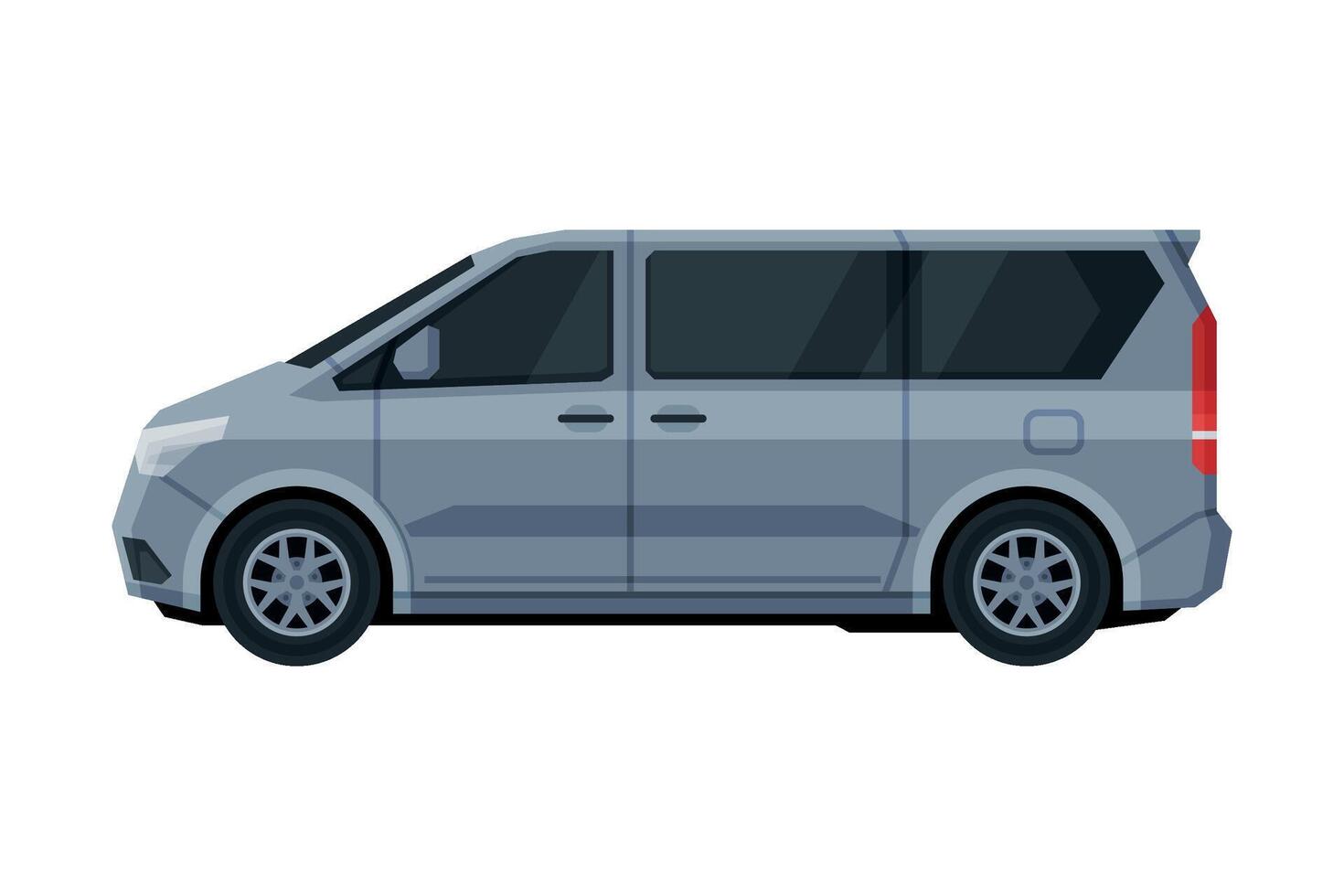 Gray Mini Van Car, Public or Cargo Transportation Vehicle Flat Illustration vector