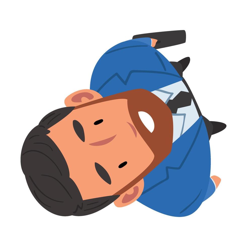Bearded Businessman in Suit Looking Up, Smiling Male Face, View from Above Illustratio vector
