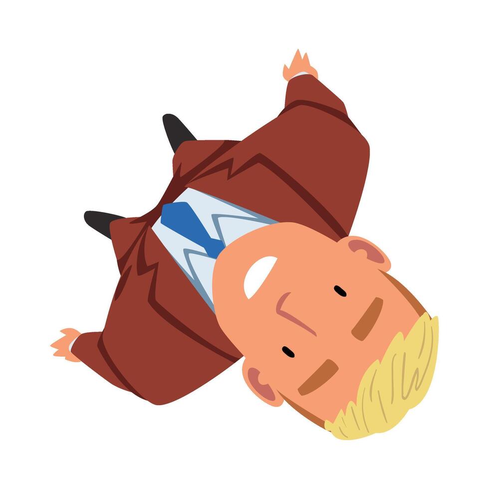 Businessman in Suit Standing with Briefcase Looking Up, View from Above Illustration vector