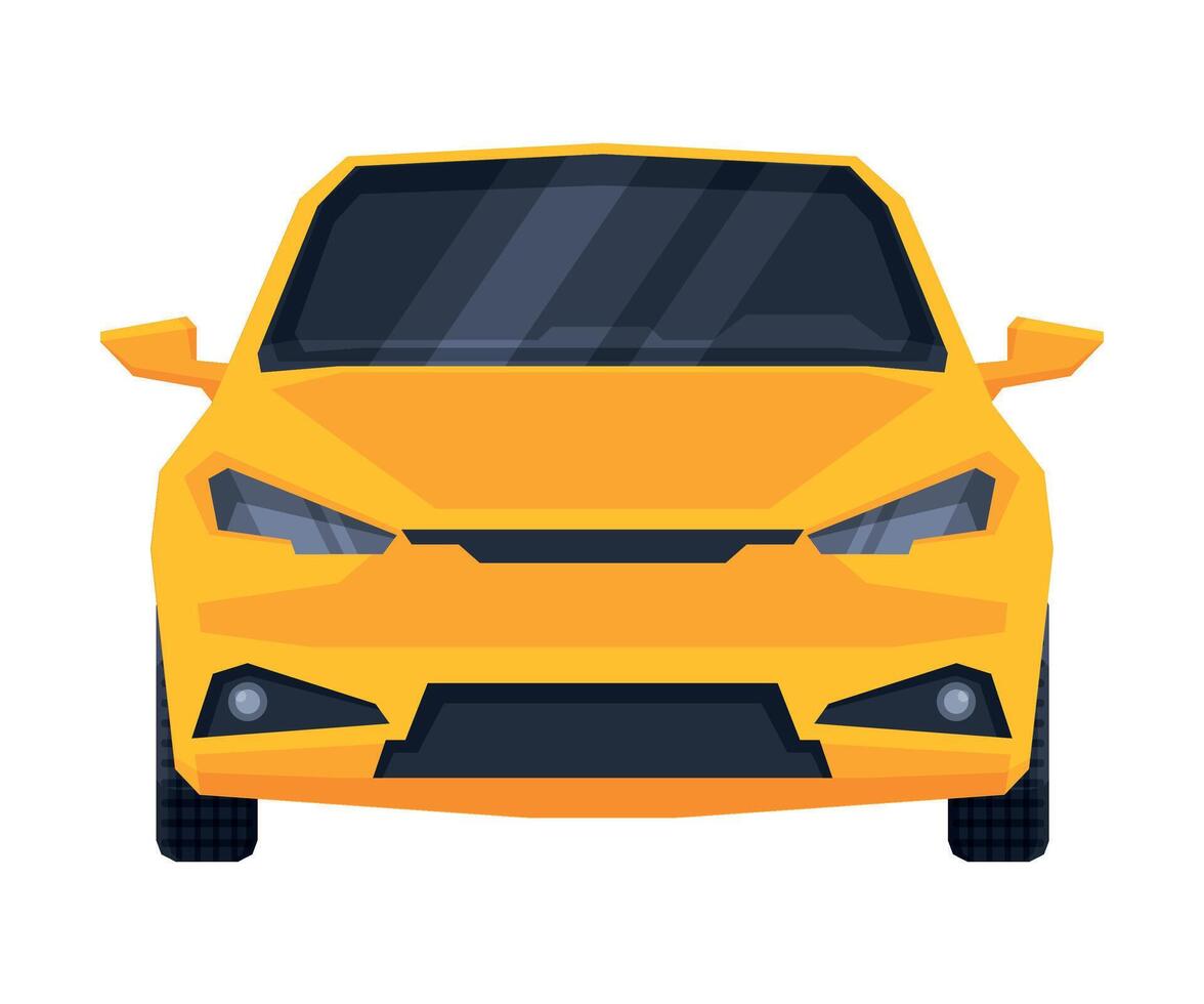 Front View of Yellow Car, Urban City Vehicle Flat Illustration vector