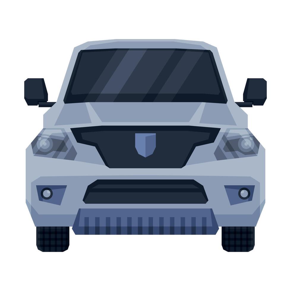 Front View of Off Road Truck, SUV Pickup Car Flat Illustration vector