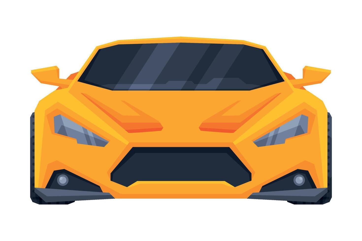 Front View of Yellow Sport Car, Supercar Vehicle Flat Illustration vector