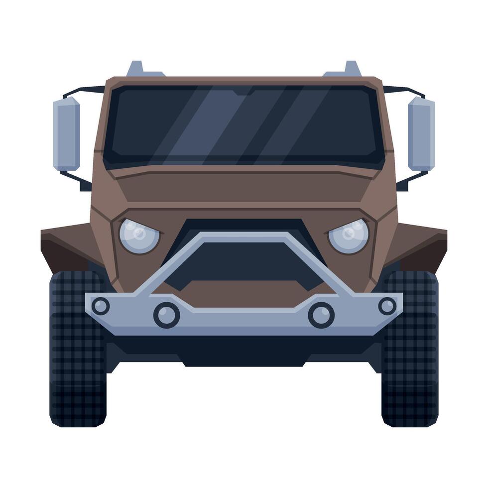 Front View of Off Road Truck, Modern SUV Pickup Car Flat Illustration vector