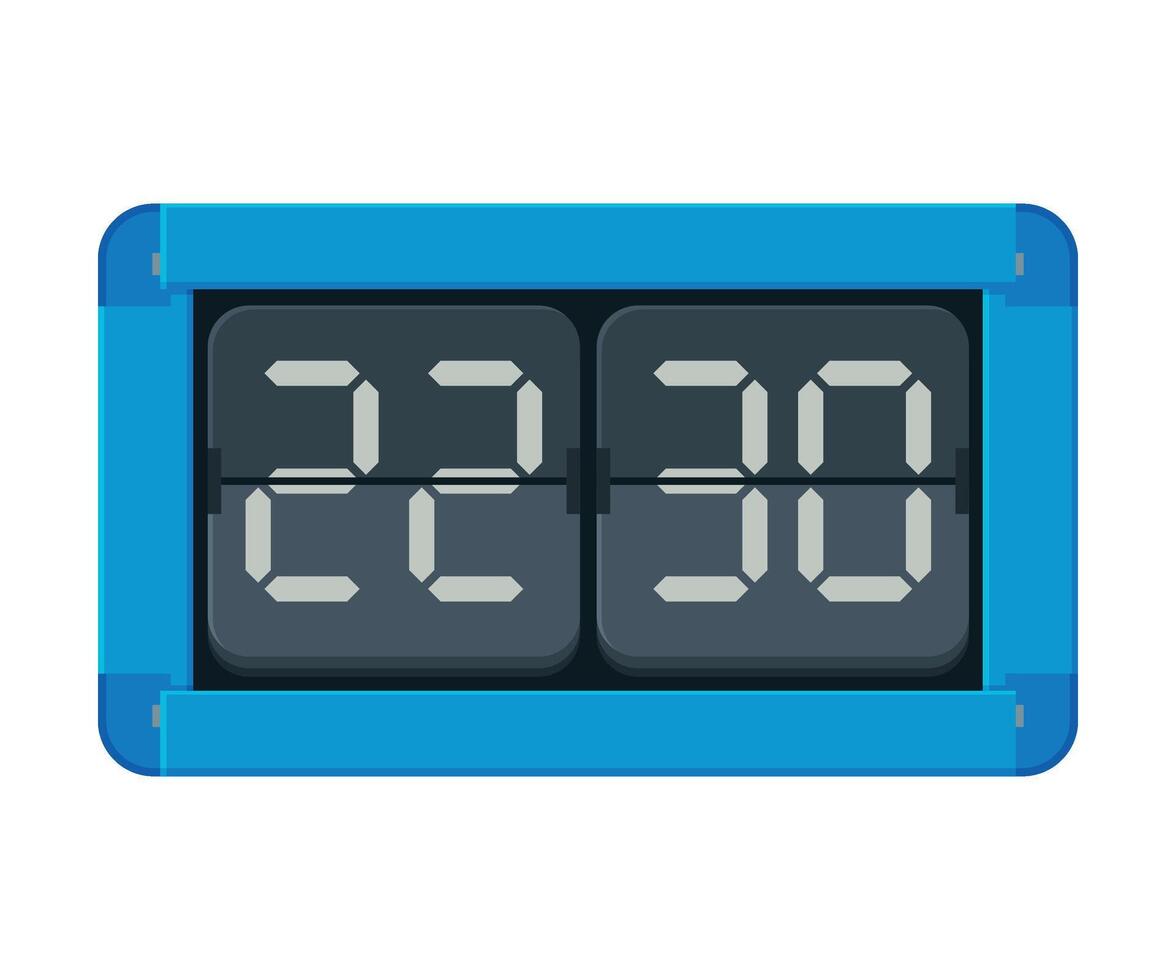 Blue Vintage Flip Clock, Retro Style Time Measuring Instrument Illustration vector