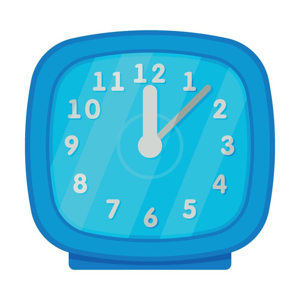 Blue Table Clock of Square Shape, Retro Style Time Measuring Instrument Illustration vector