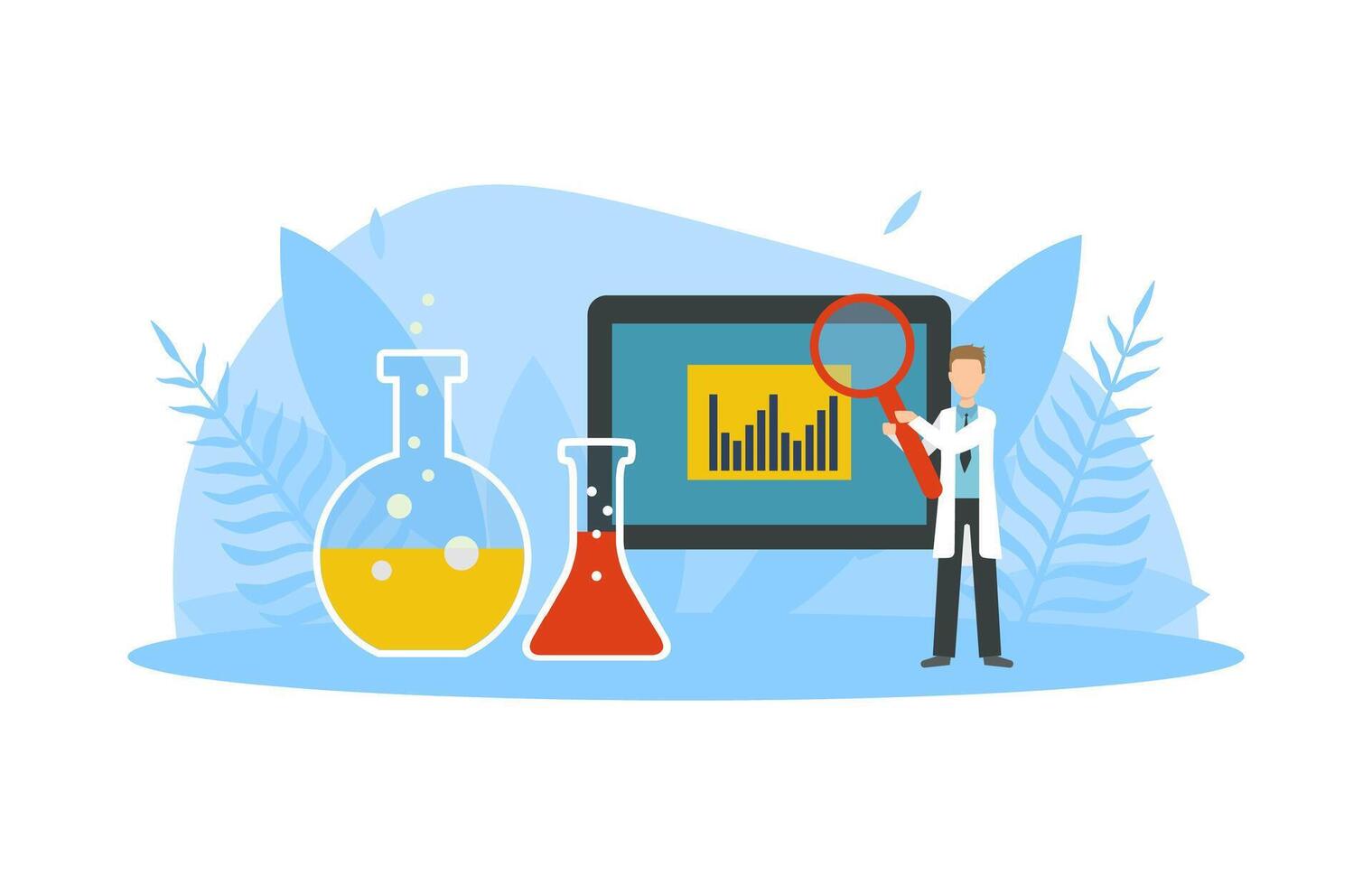 Male Scientist Character Standing near Big Device, Medical Laboratory, Science Class Illustration vector