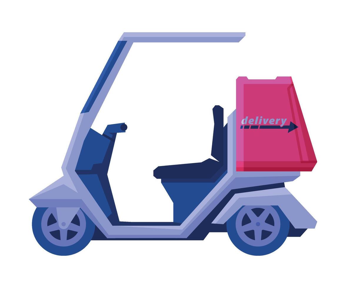 Delivery Motorbike, Express Delivery Service Vehicle Flat Illustration on White Background vector