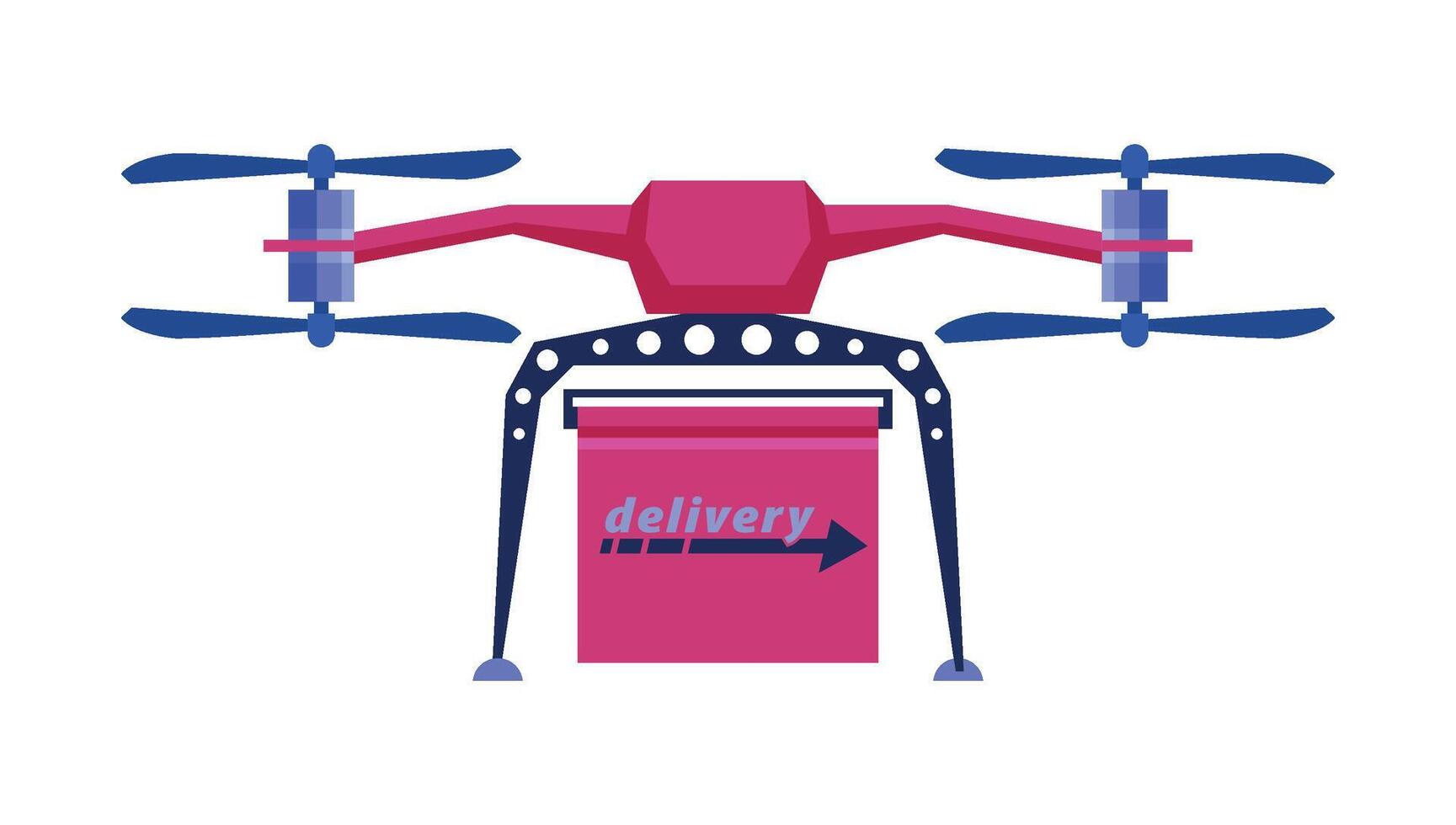 Delivery Drone, Express Delivery Air Service Vehicle Flat Illustration vector