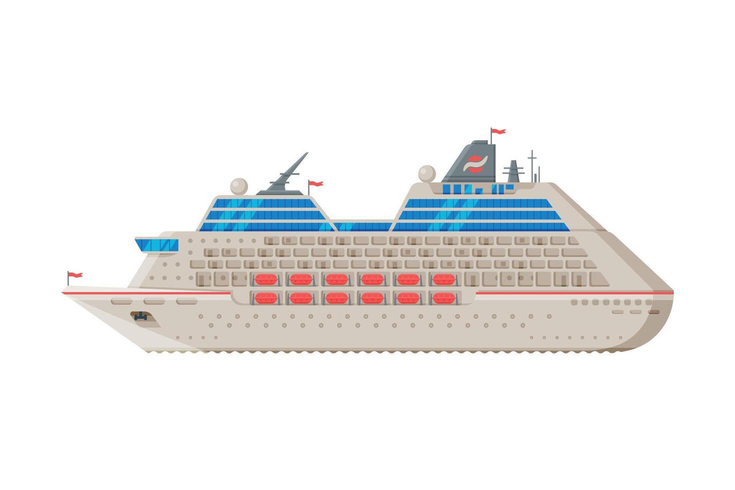 Transatlantic Cruise Liner, Side View, Water Transport, Sea or Ocean Transportation Illustration vector