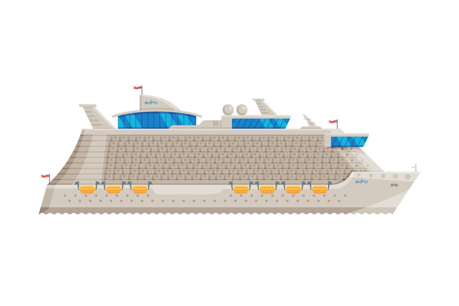 Cruise Ship, Side View, Water Transport, Sea or Ocean Transportation Illustration vector