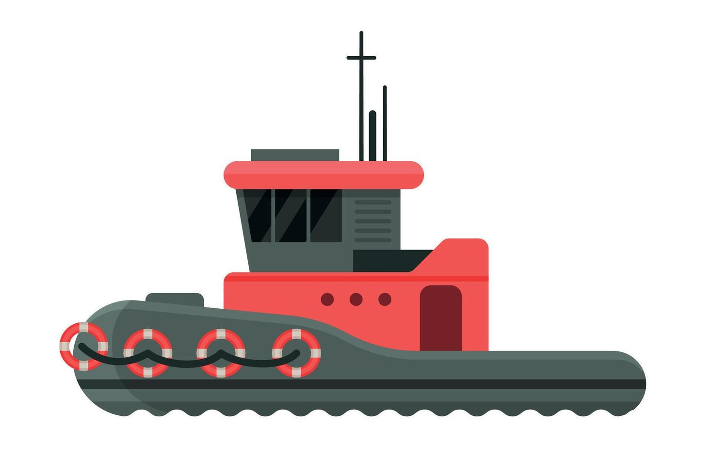 Steamboat Side View, Water Transport, Sea or Ocean Transportation Illustration vector
