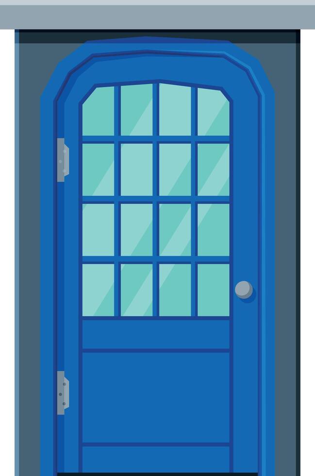 Blue Door in Vintage Style, Architactural Design Element Illustration vector
