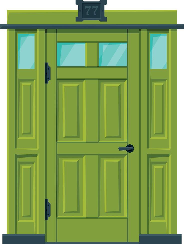 Green Door in Vintage Style, Architactural Design Element Illustration vector
