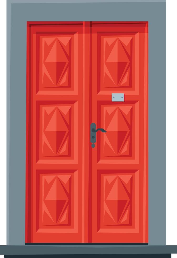Red Door in Vintage Style, Architactural Design Element Illustration vector
