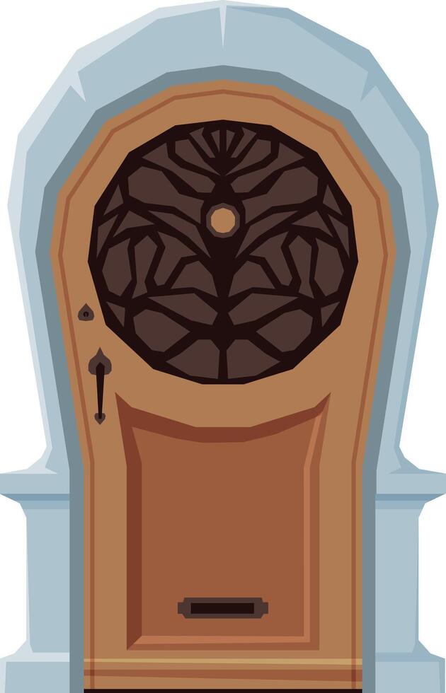 Old Door in Vintage Style, Architactural Design Element Illustration on White Background vector