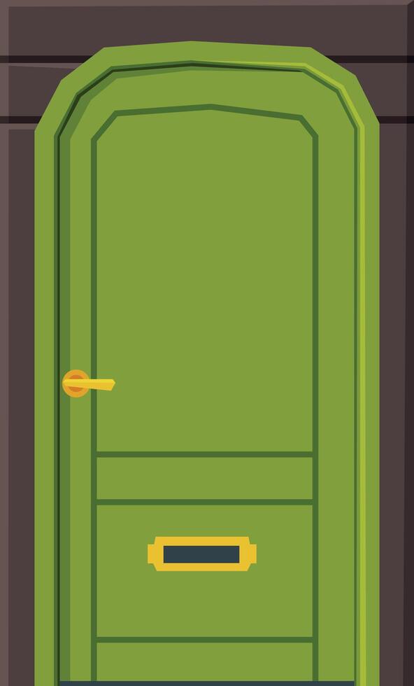 Green Door, Classic Facade Architactural Design Element Illustration vector