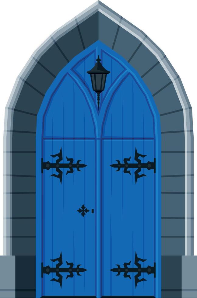 Classic Blue Double Door, Vintage Style Facade Design Element Illustration vector