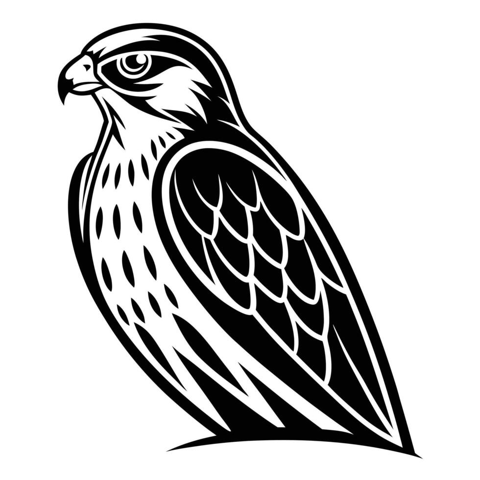 Modern Falcon Symbol Flat Black Bird Illustration vector