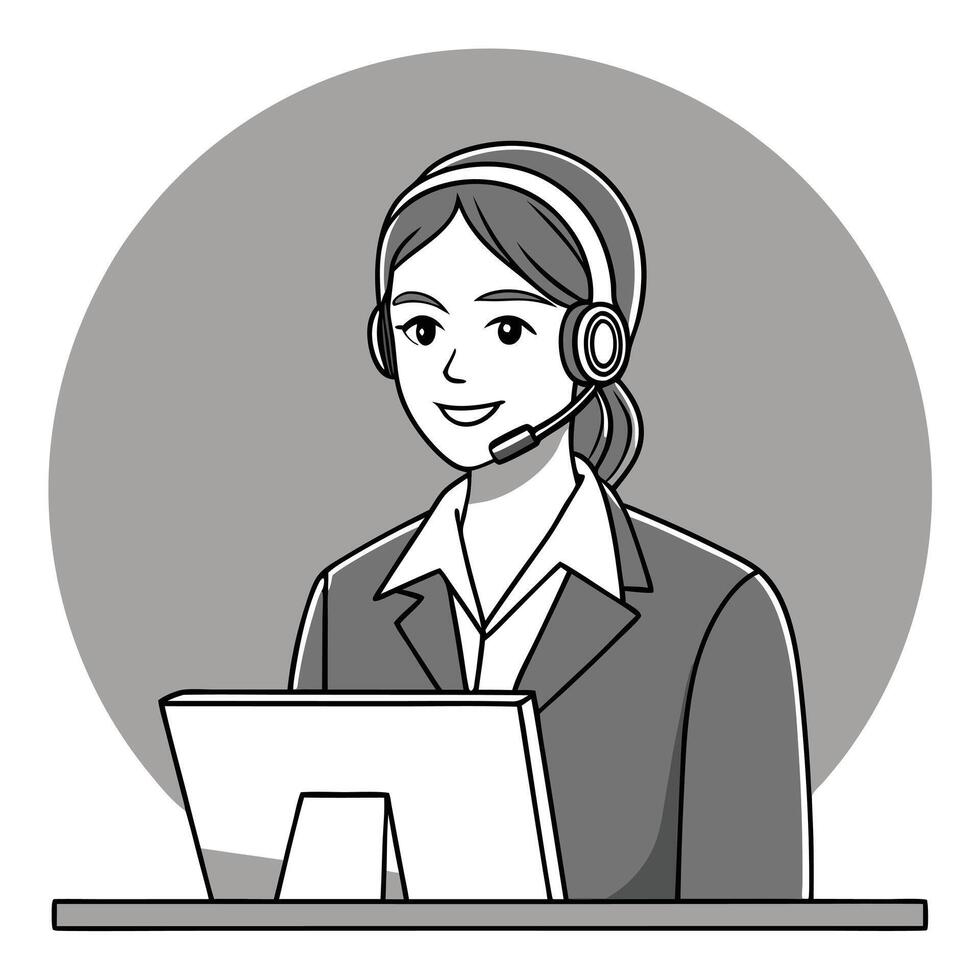 Support Representative Silhouette Simple Customer Assistance Design vector