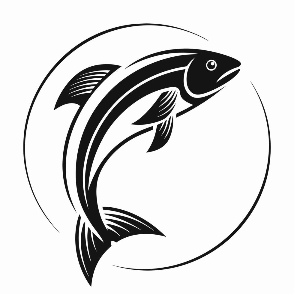 Ocean Wildlife Fish Icon Leaping Silhouette Design vector