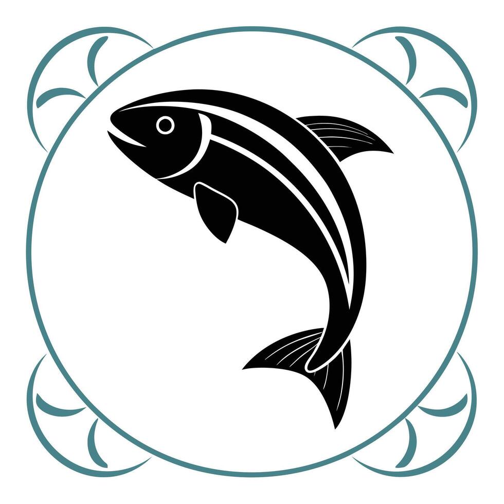 Powerful Leaping Fish Silhouette Minimalist Marine Icon vector