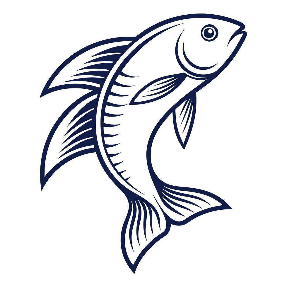 Fish Leaping in Water Black Minimalist Silhouette Design vector