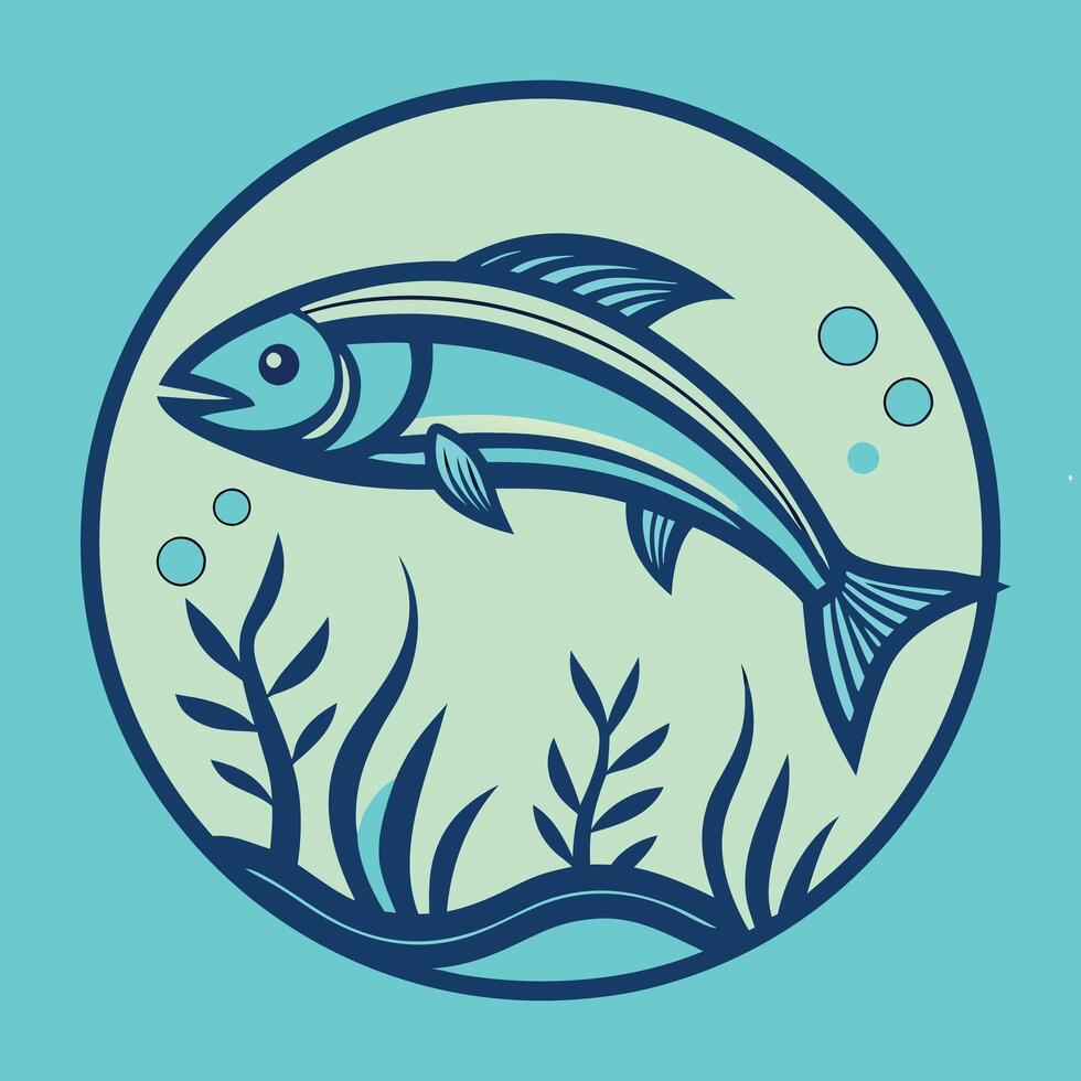 Minimal Marine Fish Icon Black Leaping Silhouette vector