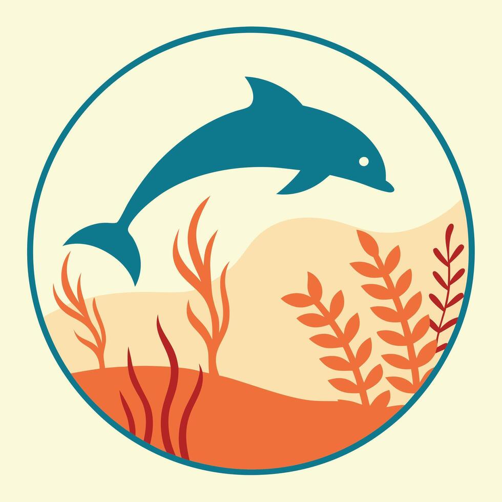 Leaping Fish in Motion Stylish Marine Silhouette Icon vector