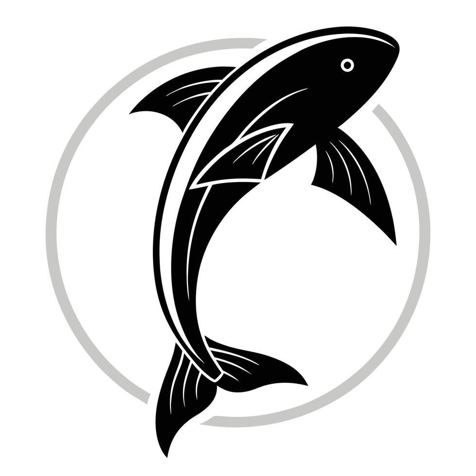 Black Silhouette of Leaping Fish Simple Ocean Illustration vector