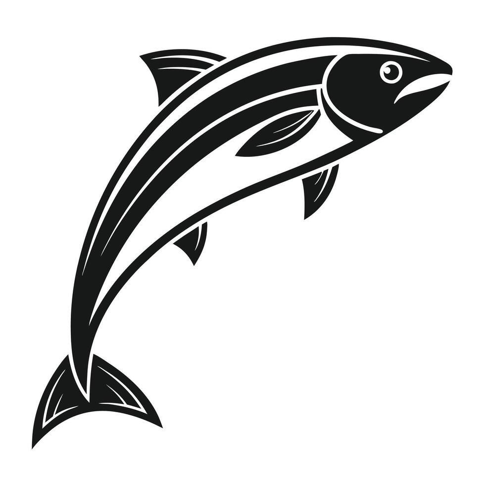 Dynamic Leaping Fish Silhouette Elegant Marine Life Design vector
