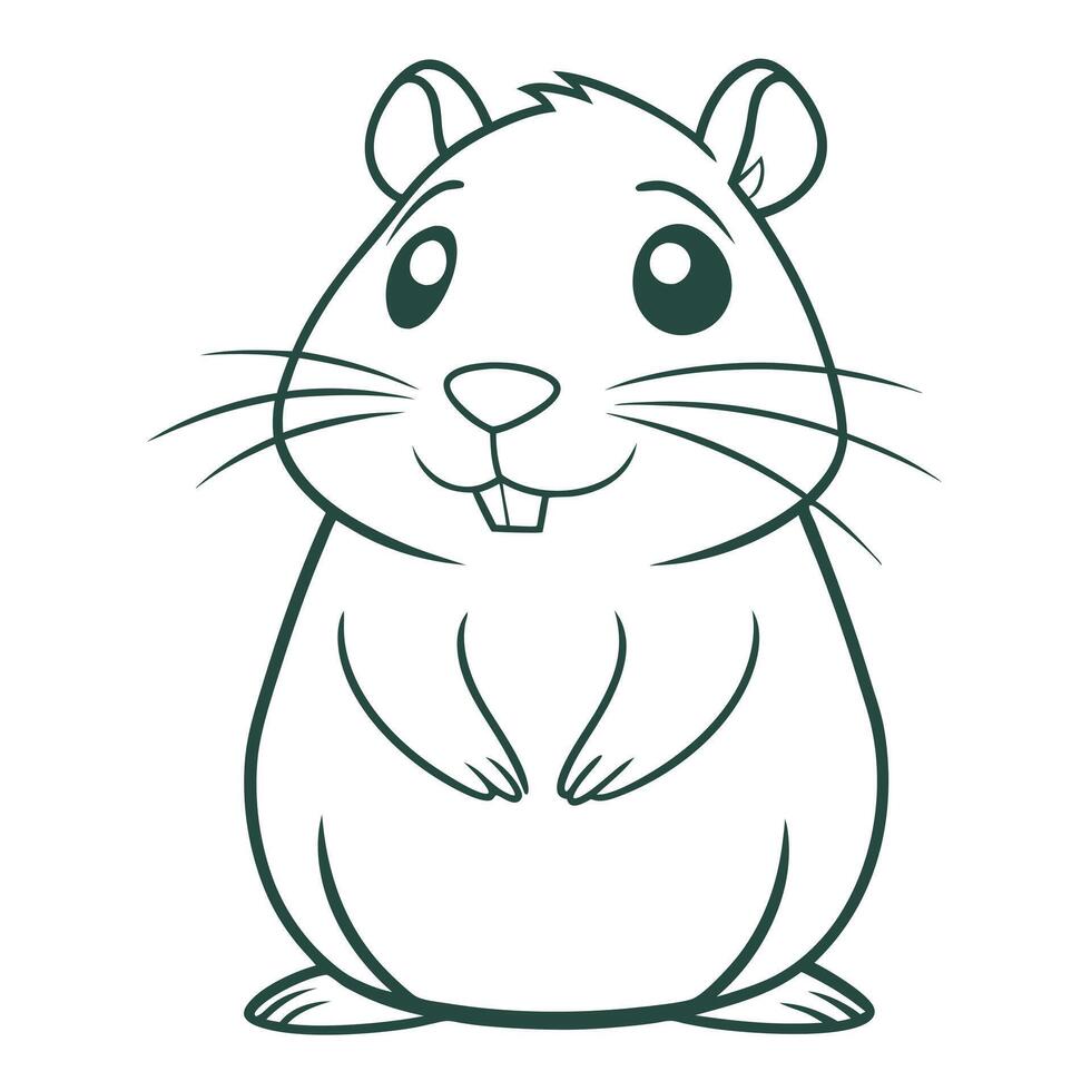 Guinea Pig Outline Art Minimal Pet Shape vector
