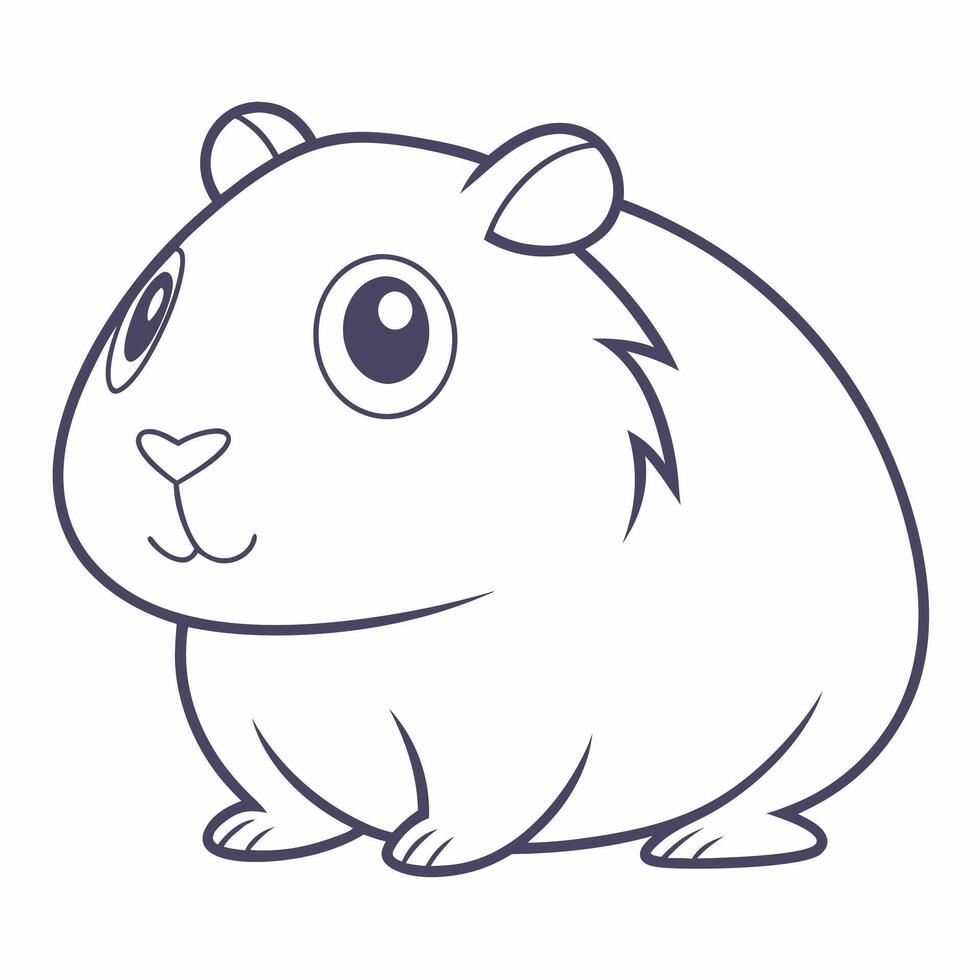 Silhouette of Guinea Pig Simple Line Art Rodent Design vector