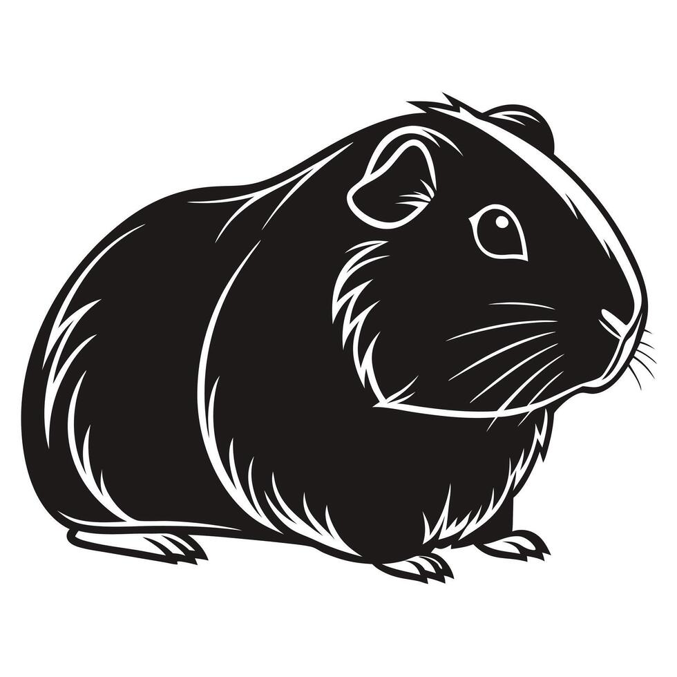 Cute Guinea Pig Silhouette Black Minimalist Animal Design vector