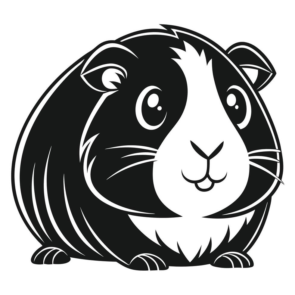 Minimal Guinea Pig Shape Rodent Silhouette Art vector