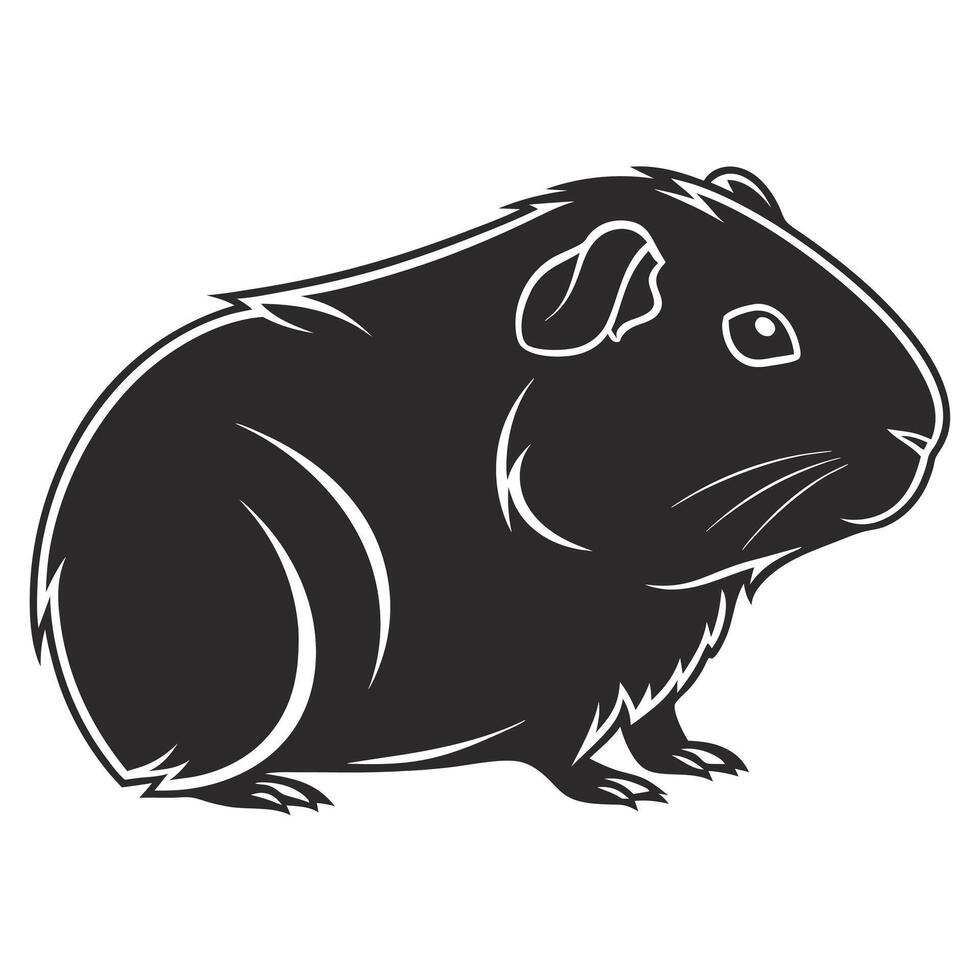 Black Silhouette of a Guinea Pig Minimal Design vector
