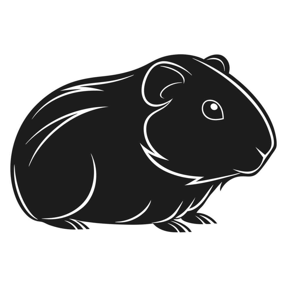 Guinea Pig Clipart Silhouette Bold Black Design vector