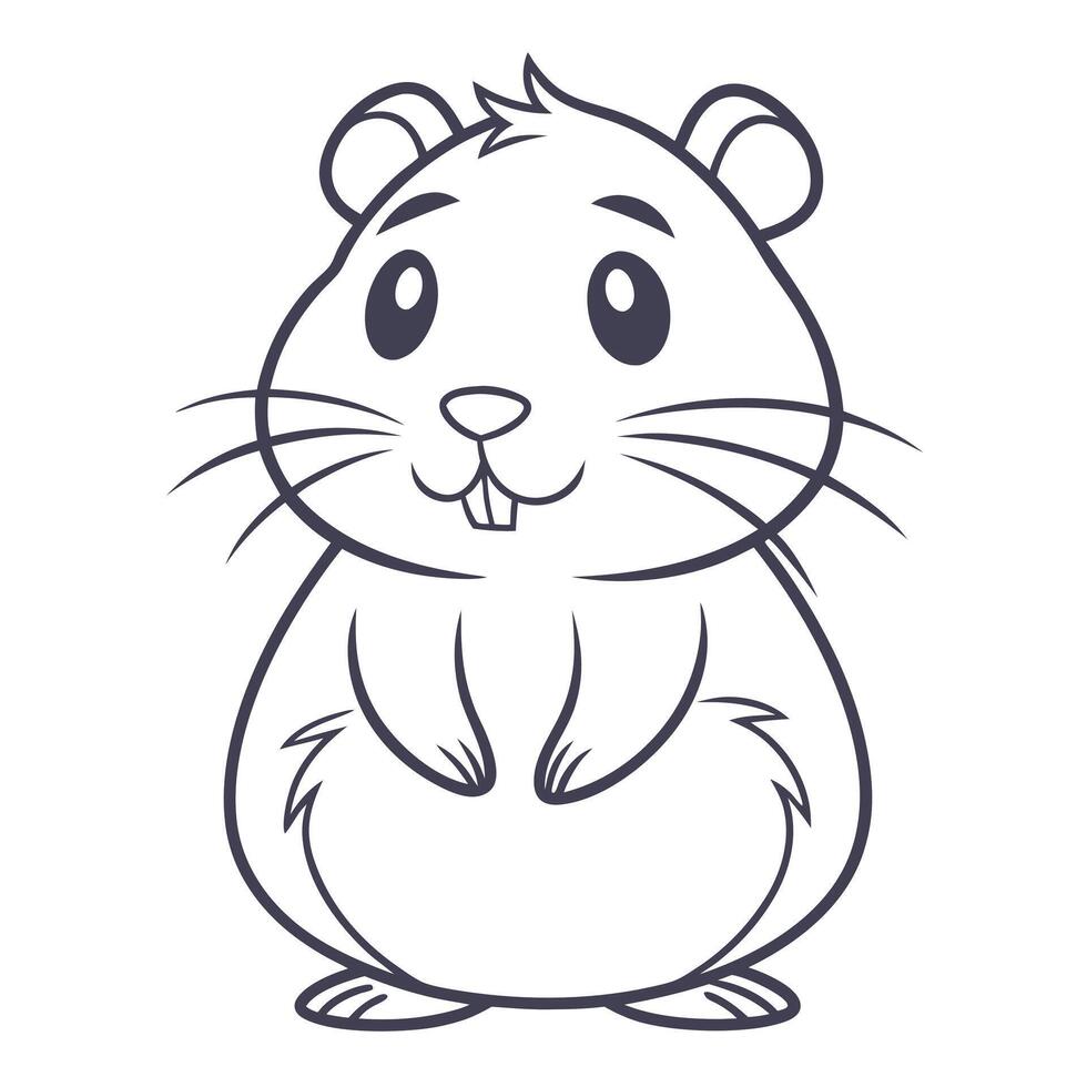Cute Guinea Pig Silhouette Flat Black Animal vector