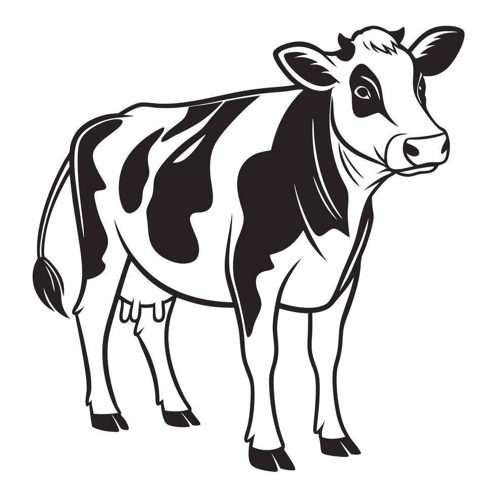 Dairy Cow Silhouette Elegant Holstein Cattle Design vector