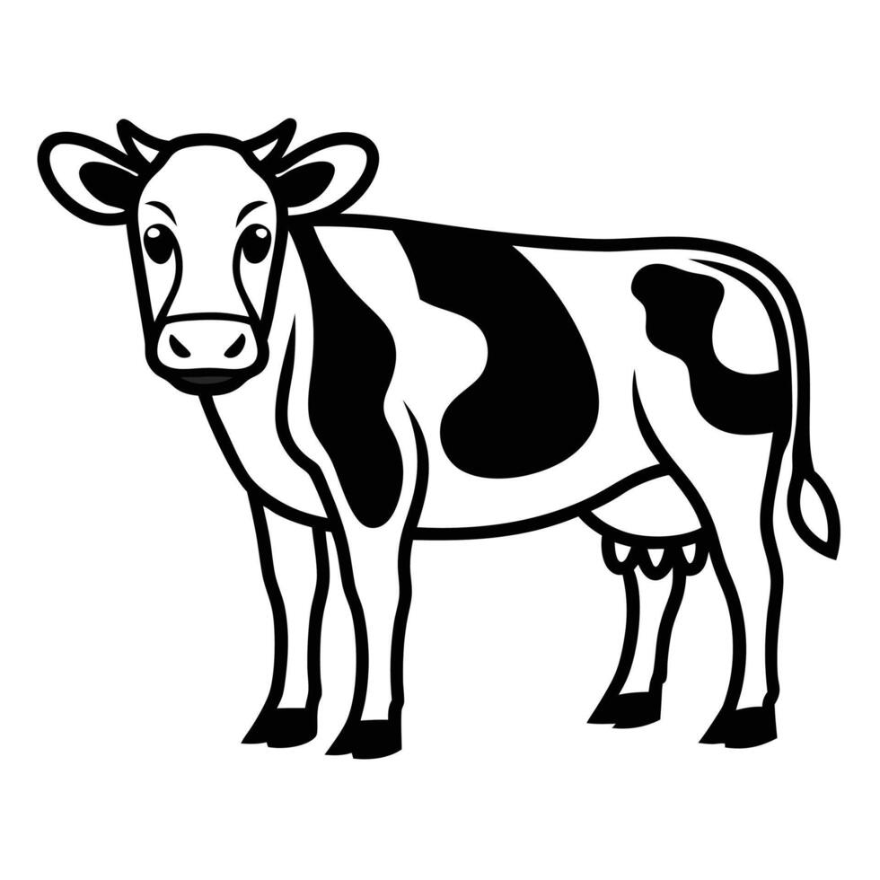 Farm Cow Silhouette Clean Holstein Dairy Illustration vector