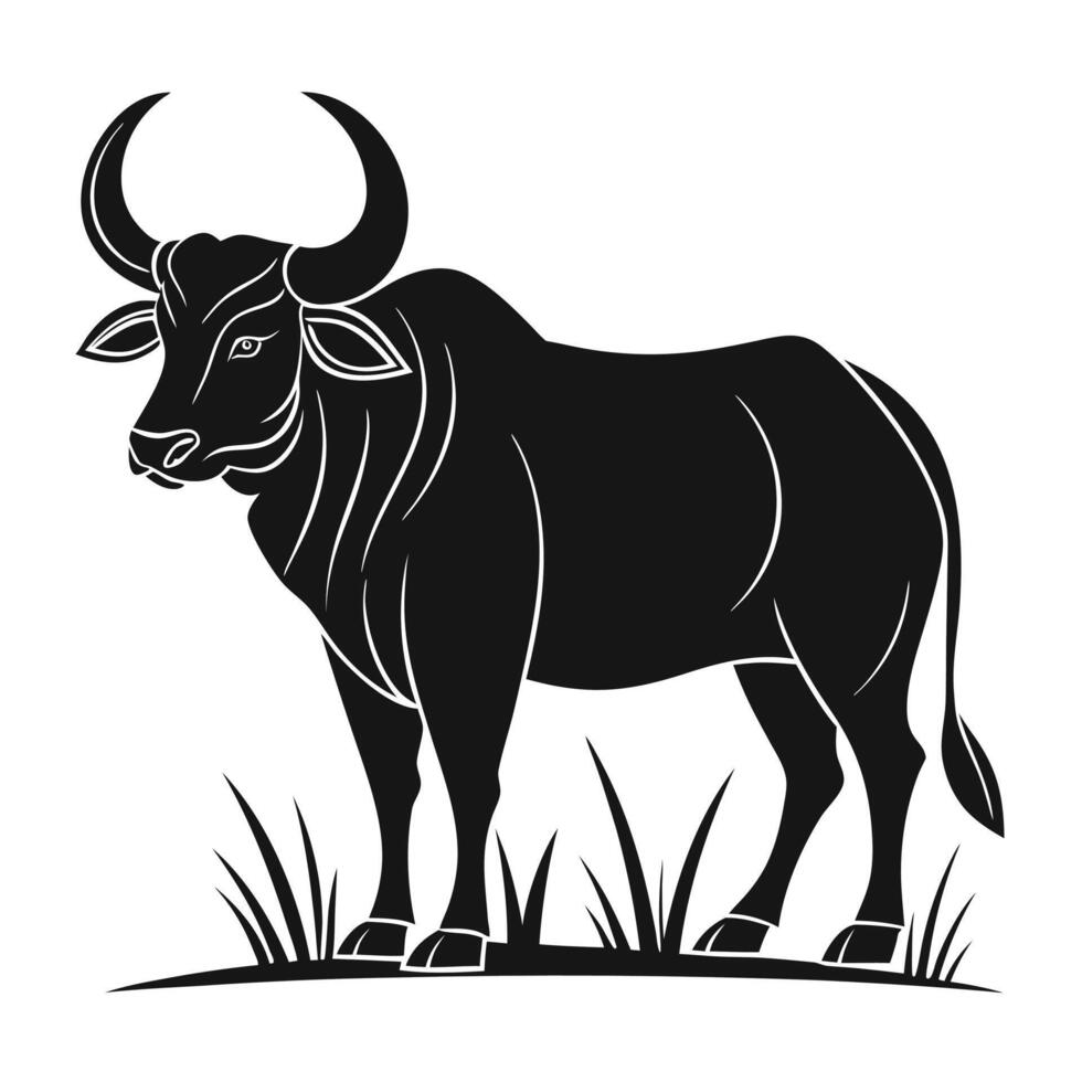 Majestic Indian Ox in Silhouette Bold and Simple Design vector