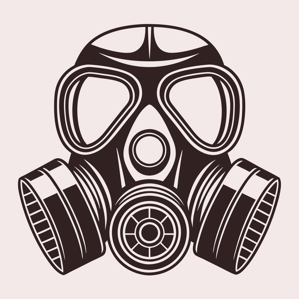Minimalist Hazard Mask Icon Bold Gas Mask Silhouette for Emergency Use vector