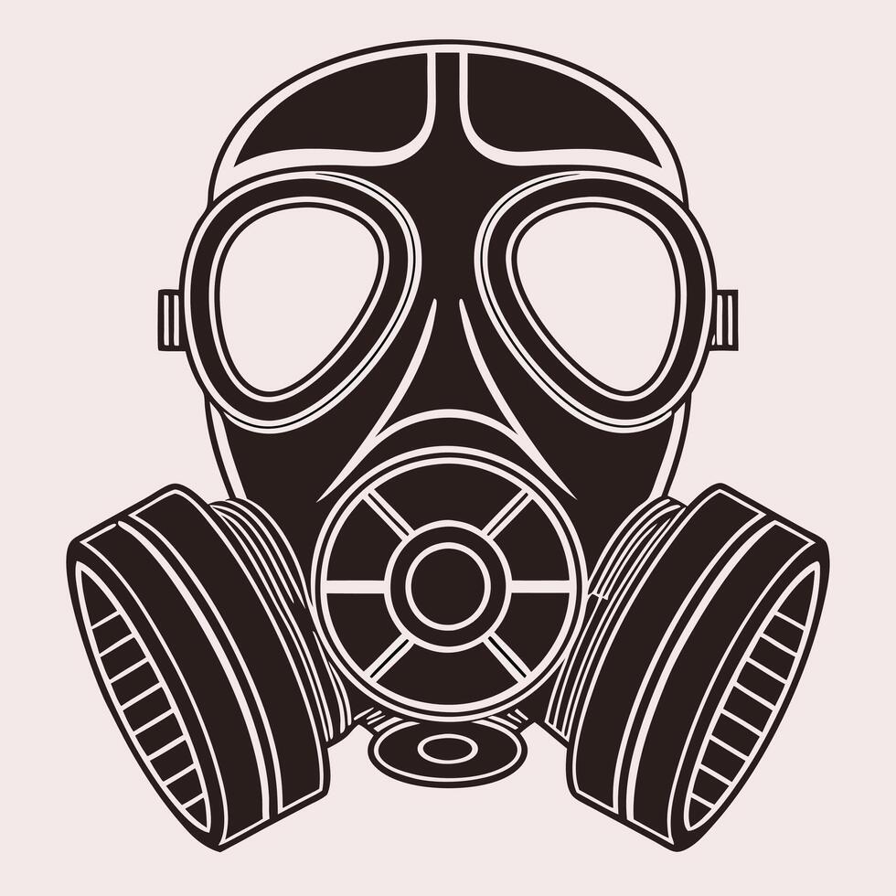 Bold Gas Mask Silhouette Minimalist Safety and Survival Icon vector