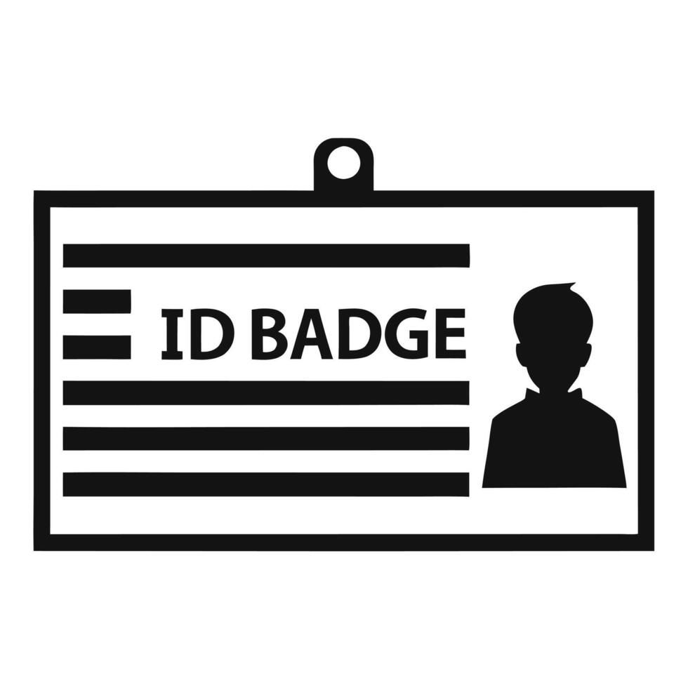 Simple ID Badge Silhouette Professional Identification Symbol Design vector