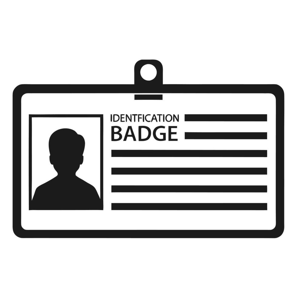 ID Badge Silhouette Modern Minimalist Professional Identification Icon vector